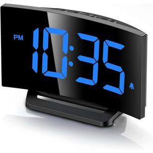 Digital Alarm Clock for Bedrooms, Digital Clock with Modern Curved Design